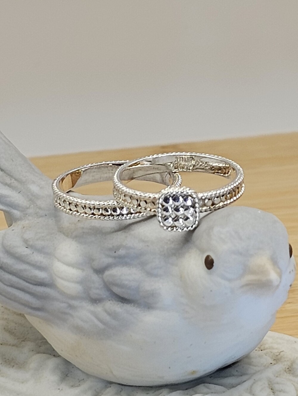 Anna Beck Stacking 925 Silver Dot  Ring Set Size 7